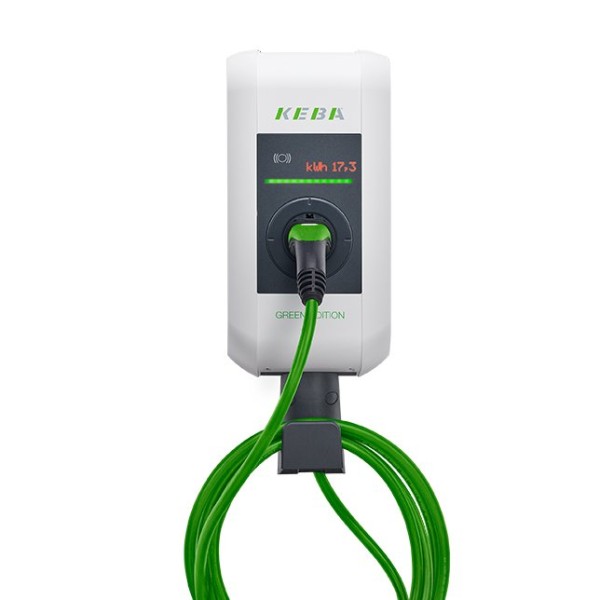 KEBA KeContact P30 c-series GREEN EDITION 122.115 Wallbox (22 kW, 6m Typ 2 Kabel, Client, RFID, eich